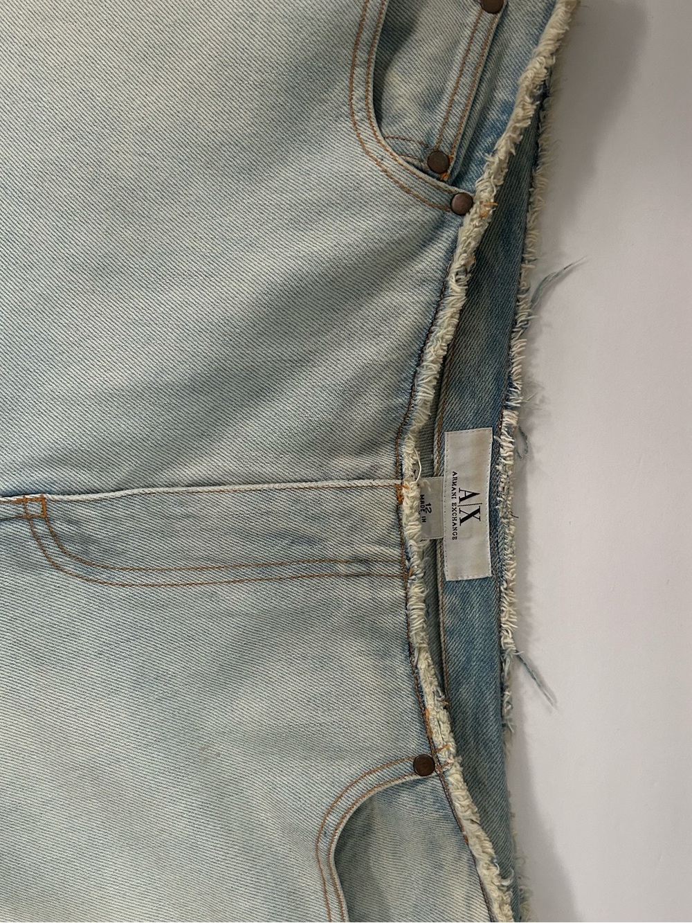 Armani Exchange Light Blue Frayed Denim Jeans